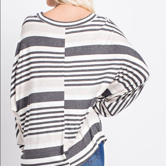 NEW ARRIVAL: Gray Striped Dolman - Picture 4 of 4